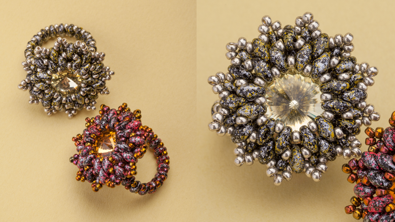 29.03 ⭐️ Кольцо из SuperDuo с кристаллом CRYSTALBIRD