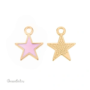 Подвеска с эмалью "Звездочка", золото, розовый, 1 шт. (#SV1701-Pendant-48G)