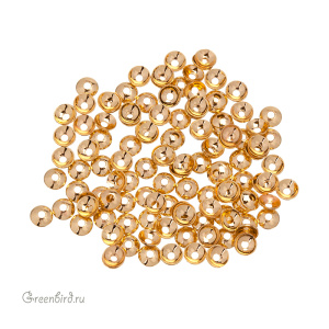 Шапочка гладкая 3 мм, золото, 100 шт. (#SVAC-50LG)