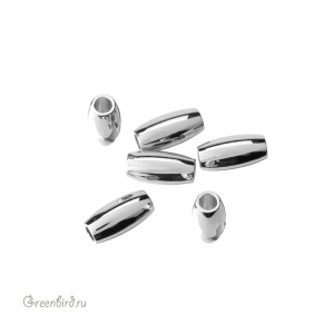 Бусина-трубочка 8х4 мм, родий, 1 шт. (#SV1701-Bead-17R)