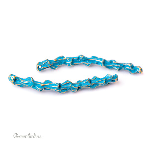 "Специи", подвеска-коннектор, латунь / голубая патина, 1 шт. (#ПЛ1588)