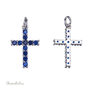 Подвеска "Крестик" с фианитами, родий, Cobalt (#SVA-FIAN-064R)