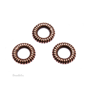 Коннектор "Витое кольцо" 9 мм, ант. медь, 1 шт. (#TC-5592)