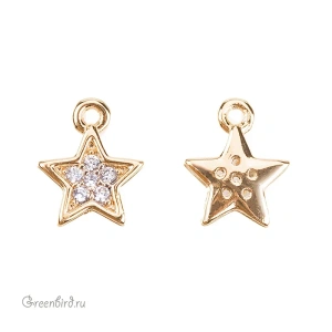 Подвеска "Звездочка", с фианитами, золото, 1 шт. (#SV1701-Pendant-61G)