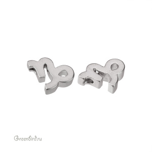 Бусина фигурная "Зодиак - Козерог", матовый родий, 1 шт. (9JJ283), Корея Бусина фигурная "Зодиак - Козерог", матовый родий, 1 шт. (9JJ283), Корея