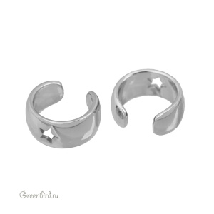 Кафф-колечко плоский "Звездочка", родий, 1 шт. (#SV1701-K04)