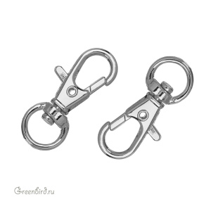 Замок-карабин 35 мм, родий, 1 шт. (#SV1701-JS-50R)