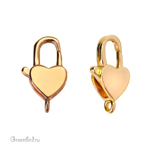 Замок-карабин "Сердце" 13 мм, золото, 1 шт. (#SV1701-JS-18G)