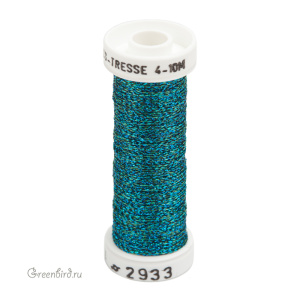Металлизированная нить Tresse #4 AVAS, меланж бирюзовый/зеленый, 10 м (#4-2933)