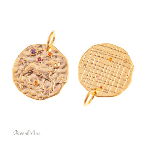 Подвеска с цветными фианитами "Зодиак - Овен", золото, 1 шт. (#SVA-ZOD-01G)