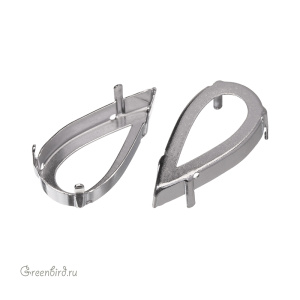 4322 Оправа для ювелирного кристалла Teardrop FS 30х15 мм, белая бронза