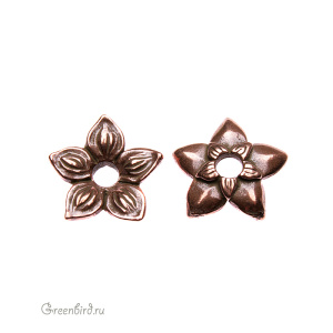 Элемент под заклепку "Цветок жасмина", ант. медь (#TC-5802)