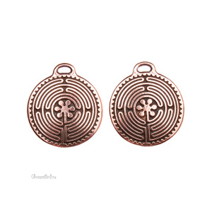 Подвеска "Лабиринт" малая, ант. медь, 1 шт. (#TC-2326)