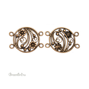 JBB Коннектор "Цветочный диск", ант. латунь (JB-7332)