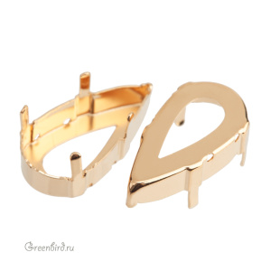 NEW 4322 Оправа для Teardrop 22х11 мм, томпак/золото