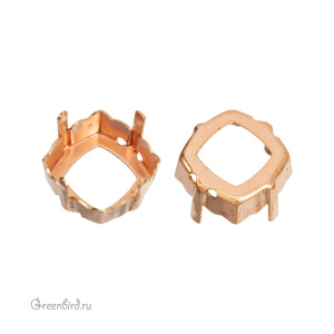 4460 Оправа для ювелирного кристалла Magical Square Fancy Stone 14 мм, томпак