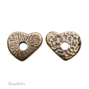 Элемент под заклепку "Сердце", ант. латунь (#TC-5797)