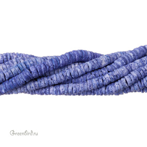 Бусины-диски 5х2 мм, синий ракушечник, нить (#SVA-SHELL-13)