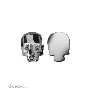 Swarovski 2856 Клеевые стразы Череп 10х7,5 мм, серебряная ночь (#001SINI), 1 шт.