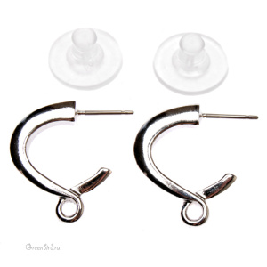 Пуссеты "Петля", родий, пара (#TC-5003-61)