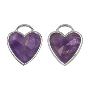 Подвеска "Каменное сердце большое", родий, фиолетовый, 1 шт. (#SH-PND-122R)