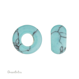 Бусина-шарм "Charm Bead", бирюза, 1 шт. (#SVA-DNT-63)