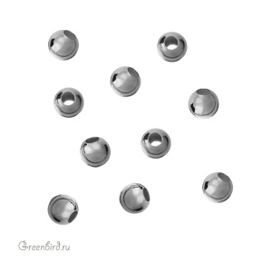 Металлический бисер 4 мм, родий, 10 шт. (#SVABM-202R)