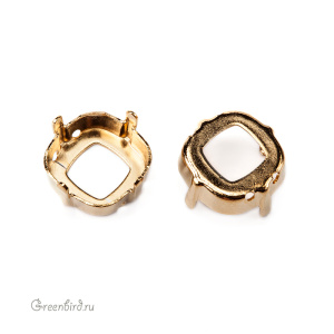 4470 Оправа для ювелирного кристалла Cushion Square FS 12 мм, золото