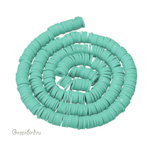 Каучуковые бусины "Диски", светло-бирюзовый, нить (#SVA-RUB-020)