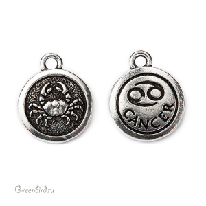 Подвеска "Рак", ант. серебро, 1 шт. (#TC-2473-12)