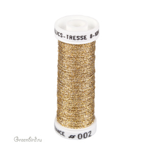 Металлизированная нить Tresse #8 AVAS, золото, 10 м (#8-002)