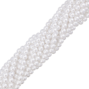 Жемчуг 8 мм, пластик, White, нить (#CN-PRL-014)
