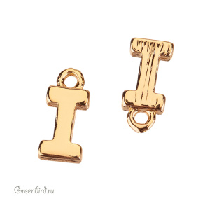Подвеска буква "I", золото, 1 шт. (#SVA-LG-I)