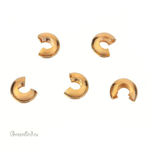 Бусина на кримп 4 мм, золото, 1 шт. (#SV1701-CC-11G)