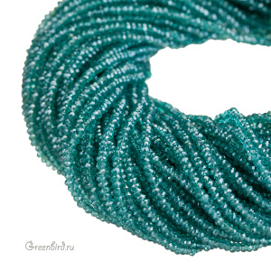 Бусины граненые рондели "Мини", серо-бирюзовый глянец, нить (#SVAB225)