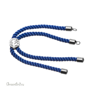 Основа-шнур для браслета, синий, родий, 1 шт. (#SVA-CORD-04R)