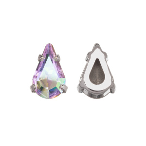 Crystalbird 4328 Капля 10x6 мм в оправе, родий, фантом (#001PH), 6 шт.