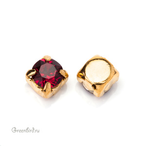 Swarovski 1088 Шатон в оправе SS29, золото, рубин (#501), 1 шт.