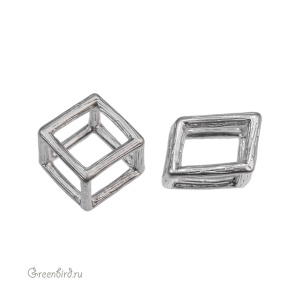 Бусина фигурная "Геометрия", матовый родий, 1 шт. (9H1051), Корея