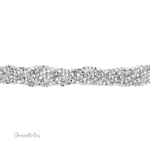 Бусины Геметин "Бочонок" 3 мм, граненые, цвет: серебро, нить (#SV-HMT-59)