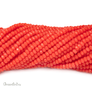 Бусины граненые рондели "Мини", оранжевый неон, нить (#SVAB156)