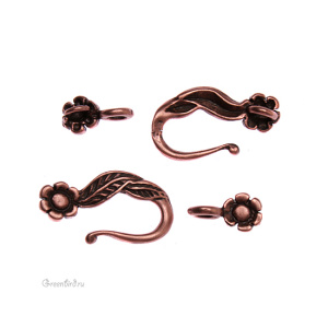JBB Замок-крючок "Цветочек и лист", ант. медь (J7-00)