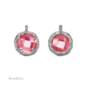 Подвеска круглая с кристаллом, 7,5 мм, родий, Padparadscha (#SVA-FIAN-163R) Подвеска круглая с кристаллом, 7,5 мм, родий, Padparadscha (#SVA-FIAN-163R)