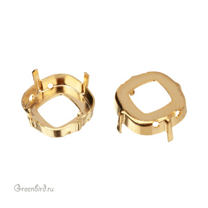 4483 Оправа для ювелирного кристалла Thin Cushion FS 14 мм, золото