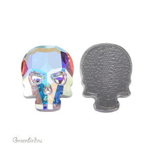 2856 Кристалл горячей фиксации Skull 18x14 мм – Crystal AB (#001AB), 1 шт.