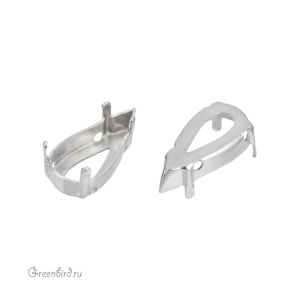 4322 Оправа для ювелирного кристалла Teardrop Fancy Stone 14х7 мм, белая бронза