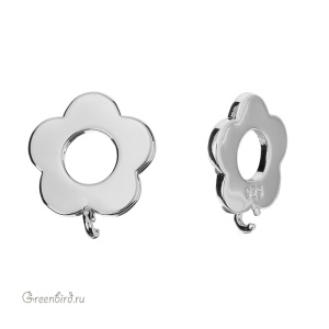 Коннектор-бейл "Цветок", родий, 1 шт. (#SV1701-B03-R)