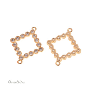 Коннектор с фианитами "Ромб", золото, 1 шт. (#SVA-FIAN-1006G) Коннектор с фианитами "Ромб", золото, 1 шт. (#SVA-FIAN-1006G)