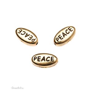 Бусина "Peace", ант. золото, 1 шт. (#TC-5643-26)