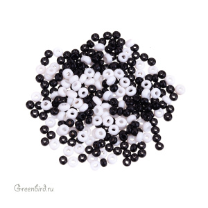 Винтажный бисер, микс, Black/White (#MIX19)